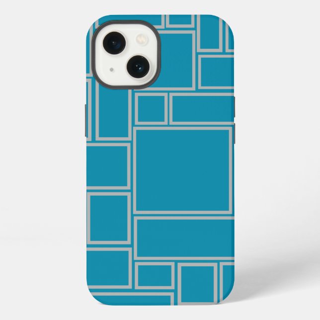 Coque iPhone Rectangles sarcelles  (Verso)