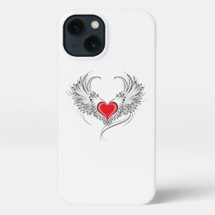 Etui iPhone 13 Red Angel Coeur avec ailes