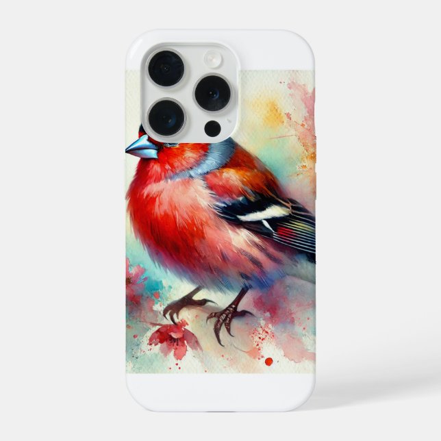 Coque iPhone Red Winged Finch 251024AREF121 - Watercolor (Verso)