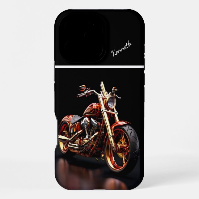 Coque iPhone Reflet de moto dorée (Verso)