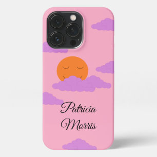 Etui iPhone 13 Pro Réglage du soleil avec des nuages : rose carnation