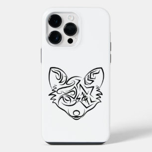 Coque Pour Pour iPhone 14 Pro Max Renard tribal noir et blanc