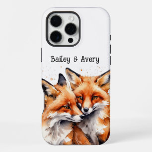 Coque iPhone 16 Pro Max Renards Couples Mignons Douceurs Personnalisés Ani