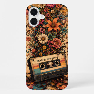 Coque iPhone 16 Plus Retro Cassette & Wildflower | Amateur de Musique V