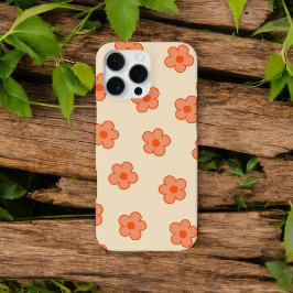 Coque iPhone 16 Pro Max Retro Chic Peach Floral Pattern Printemps Whimsica
