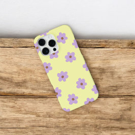 Coque iPhone 16 Pro Max Retro Chic Purple & Jaune Motif Floral