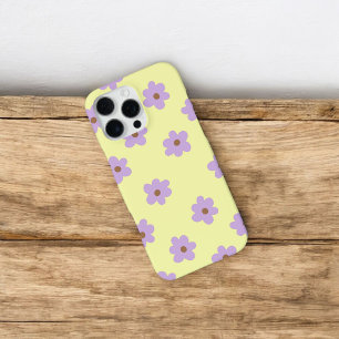 Coque iPhone 16 Pro Max Retro Chic Purple & Jaune Motif Floral
