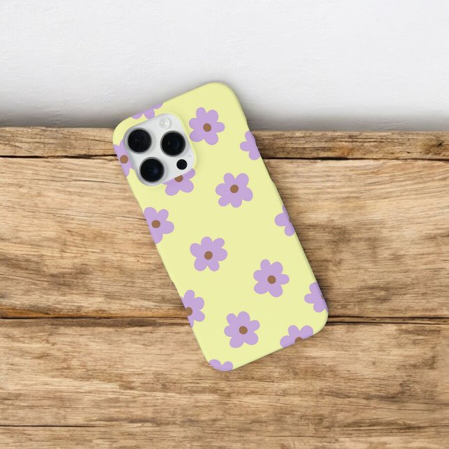 Coque iPhone Retro Chic Purple & Jaune Motif Floral (Créateur téléchargé)