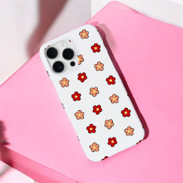 Coque iPhone 16 Pro Max Retro Chic Rouge & Blanc Motif Floral Whimsical