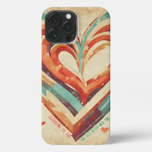 Etui iPhone 13 Pro Max Rétro en forme de coeur