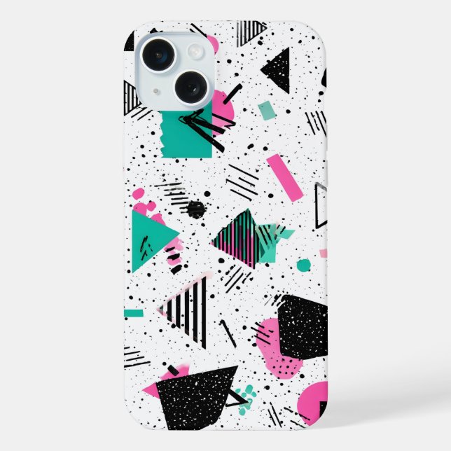 Coque iPhone Retro Memphis Geometric Pattern (Verso)