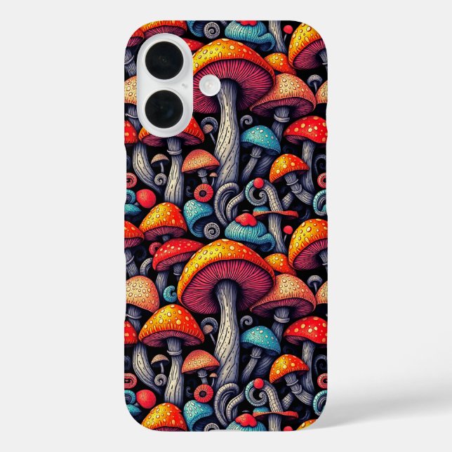Coque iphone rétro Whimsy de champignons (Verso)