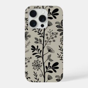 Rêverie Élégante de Jardin de Fleurs Noir et Beige