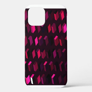 Coque iPhone 12 Rhombus rose foncé : Décor Abstrait rayonnant