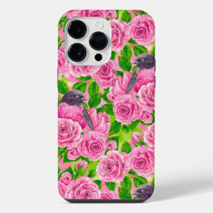 Coque Pour Pour iPhone 14 Pro Max Robin rose et roses