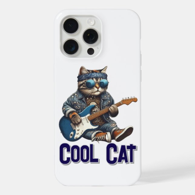 Coque iPhone Rockin' Cat Le Guitariste Cool (Verso)