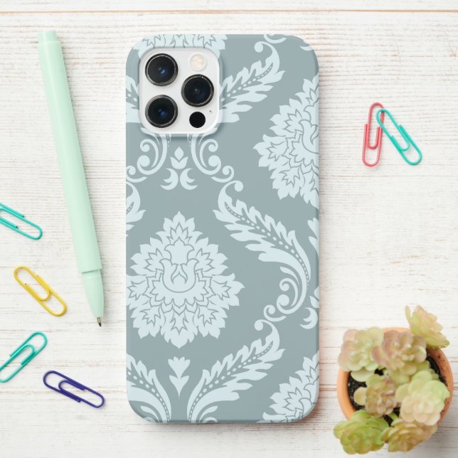 Coque iPhone Rococo Damask Art I Duck Egg Blue+Teal (Sur le bureau)