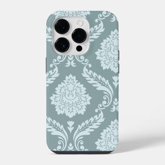 Coque iPhone Rococo Damask Art I Duck Egg Blue+Teal (Verso)