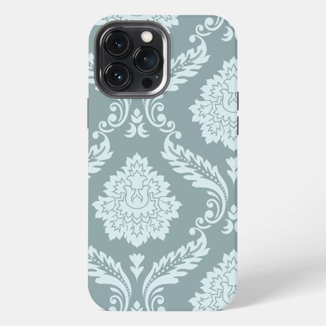 Coque iPhone Rococo Damask Art I Duck Egg Blue+Teal (Verso)