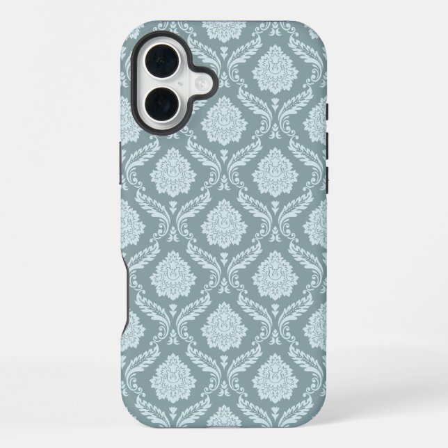 Coque iPhone Rococo Damask Rpt Pattern Duck Egg Blue+Teal (Verso)