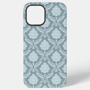 Coque iPhone 12 Pro Max Rococo Damassé Rpt Motif Œuf de Canard Bleu+Turquo