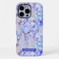 Romantique Bleu et Lavande Floral Nom
