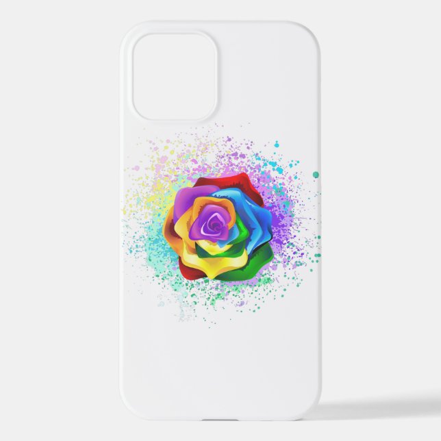 Coque iPhone Rose arc-en-ciel coloré (Verso)
