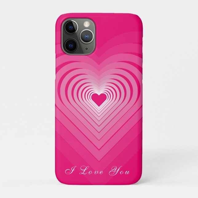 Coque iphone rose avec Coeurs et Texte - Je t'aime (Dos)