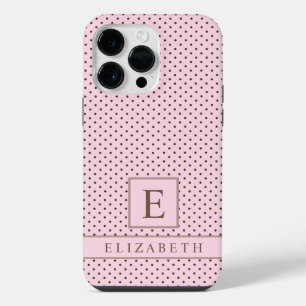 Coque Pour Pour iPhone 14 Pro Max Rose Brun Pâle Pastel Personnalisé Pointillé