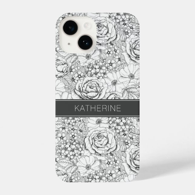 Coque iPhone Rose de jardin Flower B&W Motif (Verso)