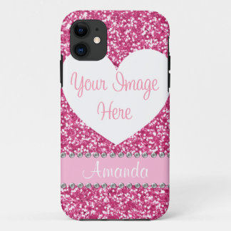 Coque iphone rose de photo de coeur de fausse