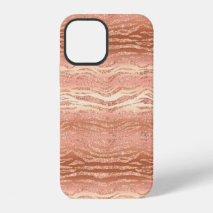 Coque iPhone 12 Rose dorée métallisée chic et girly