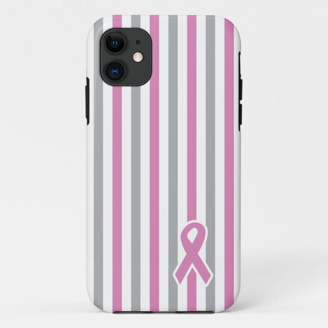 Coque iphone rose et argenté de coutume de rayures (Dos)