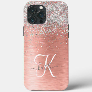 Etui iPhone 13 Pro Max Rose Gold Assez Fille Argent Paillettes Brillantes