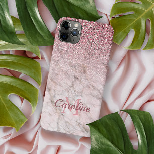 Coque iPhone 16 Pro Max Rose Gold Poussiéreux Blush Rose Motif Marbre
