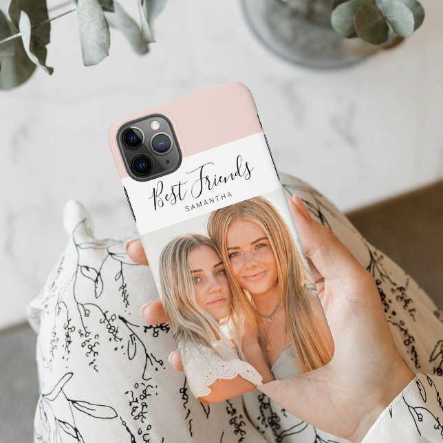 Coque iPhone Rose moderne | Photo personnelle Best Friends Cade (Créateur téléchargé)