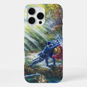 Coque iPhone 16 Pro Max ROSE OUBLIÉE Chevaliers combattants, Argent et Dia