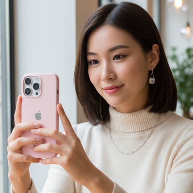 Coque iphone rose Pastel personnalisé avec personn (Créateur téléchargé)