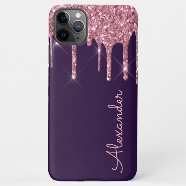 Coque iPhone Rose personnalisé Gold Purple manuscrit BUDGET (Dos)