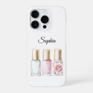 Coque iPhone 16 Pro Rose Rose Floral ongle polonais