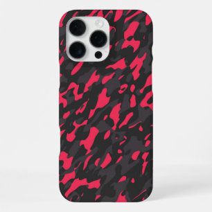 Coque iPhone 16 Pro Max Rose vif Noir Violet Camo Abstrait