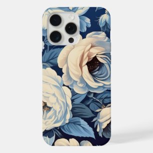 Roses blanches sur fond bleu indigo