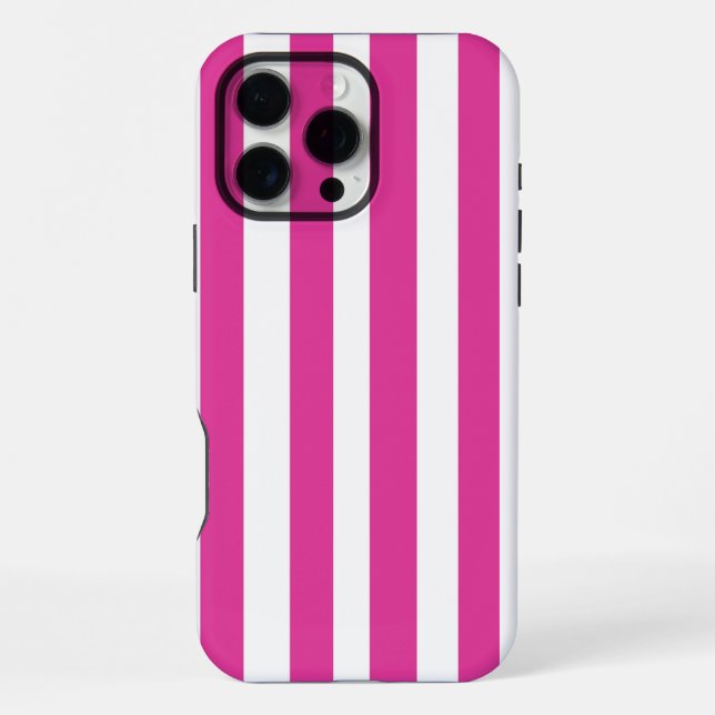 Coque iPhone Roses Chauds et Rayures Blanches (Verso)