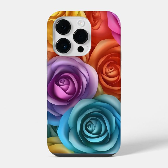 Coque iPhone roses multicolores 3D (Verso)
