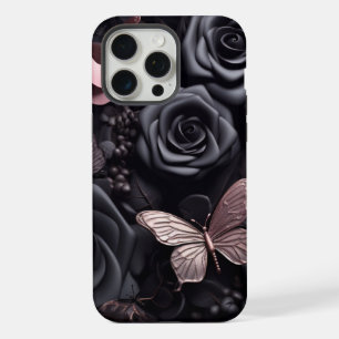 roses noirs et papillon 3D