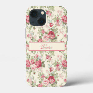 Etui iPhone 13 Mini Roses Vintage Roses et rouges - Personnalisé
