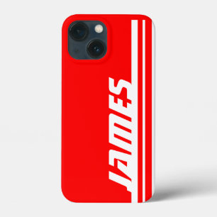 Coque iphone rouge et blanc nommé de sport de
