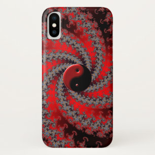 Coque iphone rouge et noir de Yin-Yang de fractale