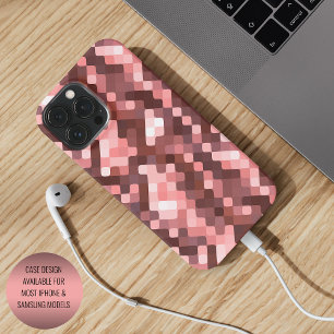 Coque iPhone 16 Pro Max Rouge foncé vin Mauve Taupe Rose pixels Art