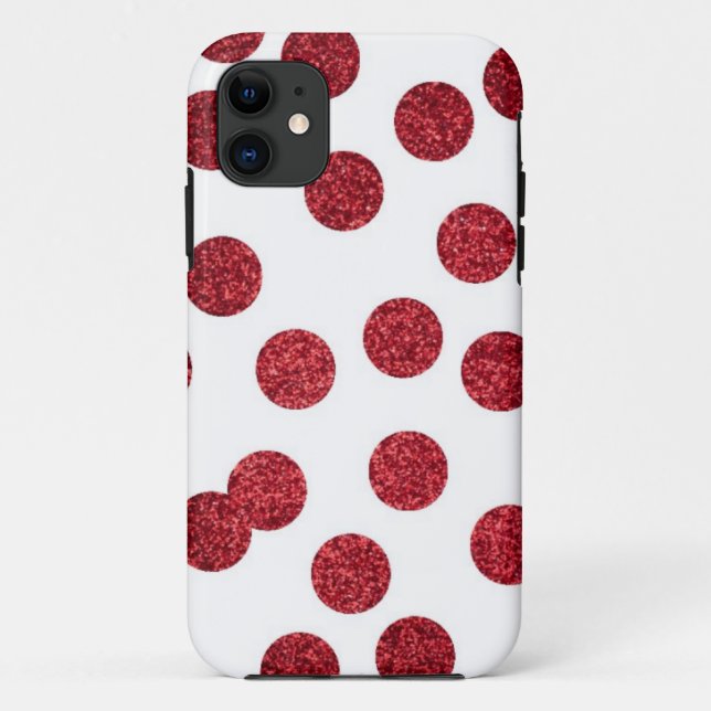 coque iphone rouge Parties scintillant (Polka-dots (Dos)
